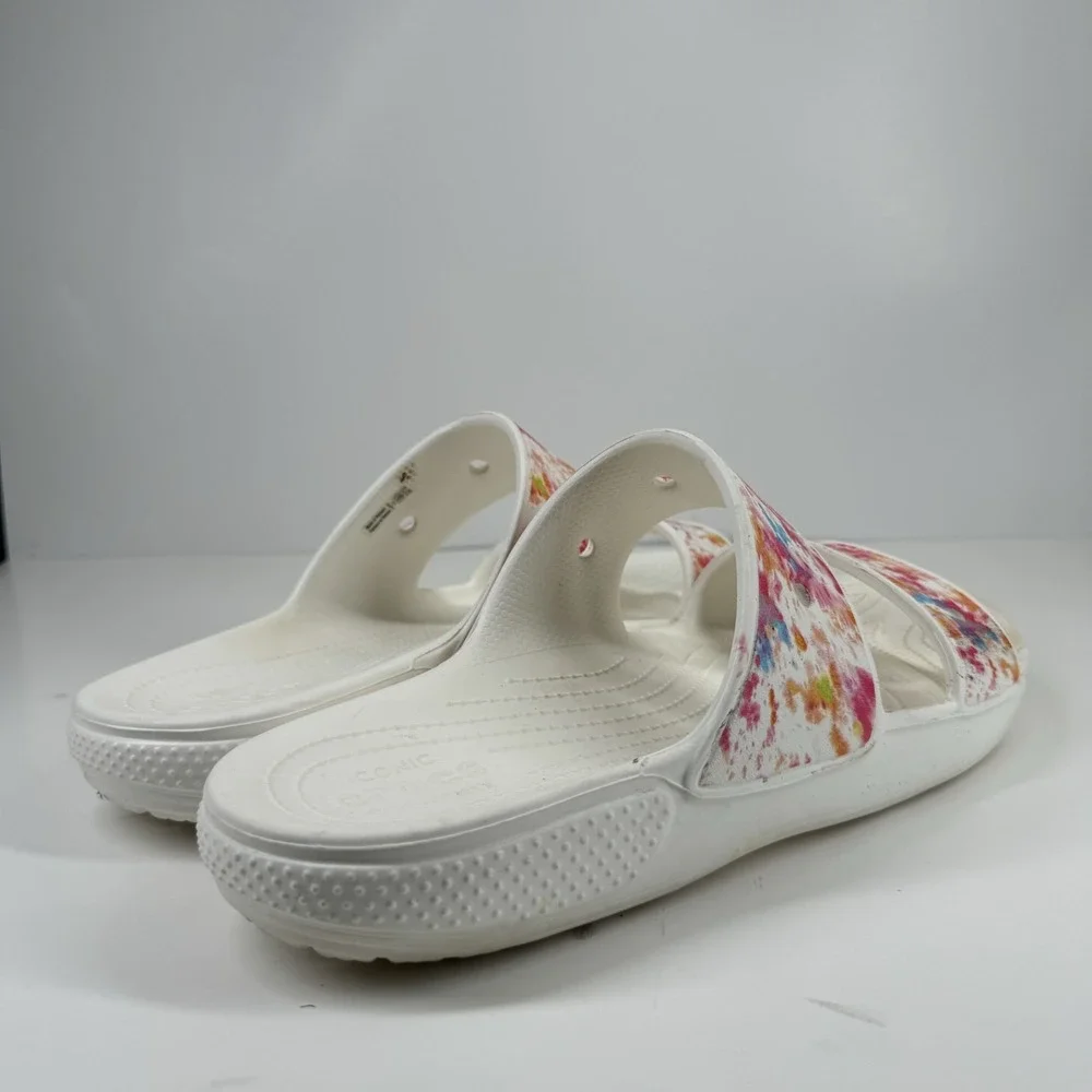 Crocs Classic Tie-Dye Graphic Men's‎ US 12 Multi/White Summer Slip-On Sandals